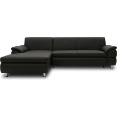 Domo. Collection Domo Collection Bounty Corner Sofa, L-Shape Corner Couch with Sleep Function, Upholstered Corner, Sofa 266 x 172 x 82 cm, Black