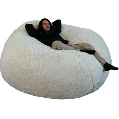 Bananair XXL Bean Bag with Filling - Size 160 cm - Soft and Comfortable - Machine Washable Faux Fur Cover - Generously Filled with Foam - Giant Bean Bag, Armchair, Sofa - Colour White