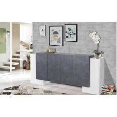 ‎Dmora Dmora Modern 6-Door Sideboard, Made in Italy, Kitchen Sideboard, Living Room Design Buffet, 210 x 45 x 85 cm, Glossy White and Ash Grey