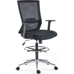 Sunon Office Chair, Executive Chair, Ergonomic Desk Chair, Swivel Chair, Executive Chair with Brake Wheels, Breathable Mesh Chair, Height-Adjustable, Footrest, Ring Stool, Maximum Load 300 lbs, Black
