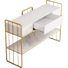 Nizame Farmhouse Entrance Table with 2 Open Shelves and 1 Drawer, Console Tables, Rock Slab Desk, Use as a Doorway Table, Accent Furniture for Decorating the Foyer (Colour: White, Size