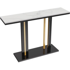 Fativo Console Table Marble Narrow Metal: Luxury White Scandinavian Console Table Marble with Metal Frame 2 Shelves Sofa Side Table Hallway Table Entrance Table for Living Room Hallway 118 x 30 x 78