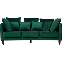 Beliani Fenstad Modern 3-Seater Sofa in Green Velvet Fabric Upholstered Cover
