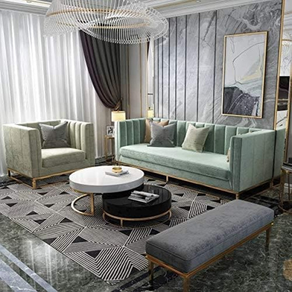 Jvmoebel Chesterfield 3 Seater Sofa Upholstered Design Green