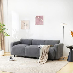 Mqgpm Corner Sofa with Sleep Function, Modern 3 Seater Sofa with Cushion, Sofa Couch Living Room Upholstered Furniture for Living Room, Three Seater Sofa, Living Room, Bedroom, Guest Room, Grey