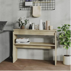 Makastle Console Table, Side Table, Living Room Table, Sofa Table, Entrance Table with Open Compartments, for Living Room, Hallway, Bedroom, Easy Assembly, Sonoma Oak, 102 x 30 x 80 cm, Chipboard