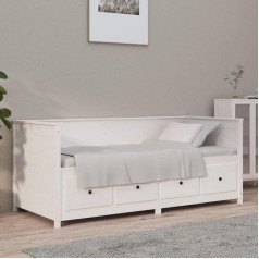 ‎Vidaxl vidaXL Solid Pine Day Bed Bedroom Living Room Furniture Wooden Guest Overnight Occasional Sofa Bed Daybed Couch White 75 x 190 cm