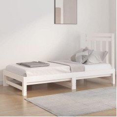 Homgoday Tagesbett Ausziehbar Schlafsofa Schlafcouch Bettsofa Tagesbett Sofabett Holzbett Sofa Couch Gästebett Bettcouch für Wohnzimmer Weiß 2X(90x190) cm Massivholz Kiefer