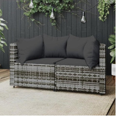 Whopbxgad Living Room Furniture Sets,Couch Sets for Living Room,Sofa Bed,Garten-Ecksofas mit Kissen 2 STK. Grau Poly Rattanmodular Sofa,modular Couch,Outdoor Patio Furniture,