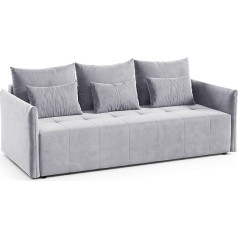 Sofnet Leno Sofa Bed with Sleep Function and Bed Box, Sofa Bed with Wave Spring, Bed Function, Couch from Manufacturer, Couch Set, Velour (Grey (Paros 05))
