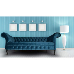 Jvmoebel Chesterfield Sofa Upholstery Designer Couchen Sofa Set Textile Fabric Turquoise