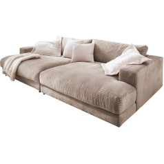 Kawola Big Sofa Cord Madeline | Timeless Design & Elegance | Comfortable Mega Sofa | Ideal for Gaming & Relaxation, Taupe, Polyester