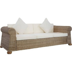 Utsrabfa Couch Living Landscape Lounge Set Sofa Bed 3-Seater Sofa with Cushion Natural Rattan Suitable for Bedroom, Living Room, Dining Room, Office