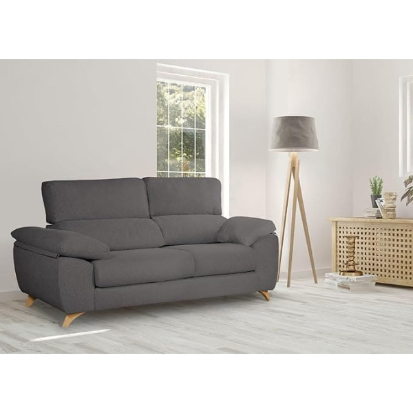 Dmora Dmora Solid Crystal Upholstered Fabric 2 Seater Multi Position Sofa 170 x 85 x 107 cm Anthracite