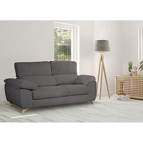 Dmora Dmora Solid Crystal Upholstered Fabric 2 Seater Multi Position Sofa 170 x 85 x 107 cm Anthracite