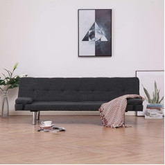 Camerina Schlafsofa mit Zwei Kissen Dunkelgrau Polyester Mikrofasergewebe Bodensofa Mit Schlaffunktion