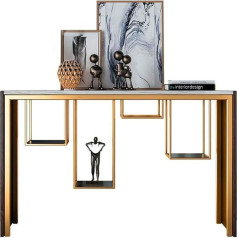 Eeshha Konsolentisch Konsolentisch, Wohnzimmer, Massivholz, Eingangsbereich, Marmortisch, Eingangstisch mit Ablagefach, Goldener Eingangsschrank, 31 × 11 × 31 Zoll