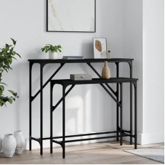 Gecheer Konsolentische 2 STK. Beistelltisch Sofatisch Flurtisch Couchtisch Dekotisch Sideboard Eingangstisch schmaler Holztisch Ausstellungstisch für Wohnzimmer,Flur,Schwarz Holzwerkstoff
