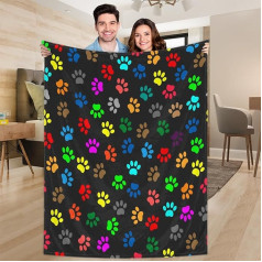 Ririx Bunte Tierpfoten-Überwurfdecke für Bett, Couch, Sofa, Stuhl, Camping und Reisen, leichte Decke, Größe L (203,4 x 152,4 cm)