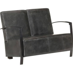 Homgoday 2-Seater Sofa Couch Double Sofa Recliner Sofa Upholstered Sofa Modern Lounge Sofa Living Room Sofa for Living Room Reception Office Grey Genuine Leather