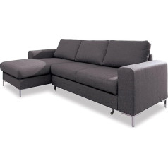 Miuform Lofty Lilly Corner Sofa with Sleep Function, Living Room, Guest Room, Metal Feet (Grey, Left Facing)