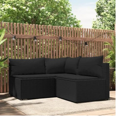 Whopbxgad Living Room Furniture Sets,Couch Sets for Living Room,Sofa Bed,3-TLG. Garten-Lounge-Set mit Kissen Schwarz Poly Rattanmodular Sofa,modular Couch,Outdoor Patio Furniture,