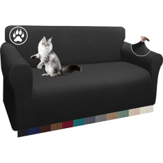 ‎Earnmore Earnmore 1 Piece Thick Sofa Cover Unique Pattern Sofa Cover for 2-Seater Stretch Non-Slip Sofa Cover for Living Room (2-Seater, Black)