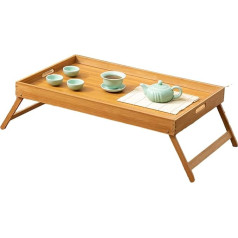 Klappbarer Bambustisch, Schlafzimmer-Beistelltisch, Küchenregal, Leichter Laptop-Schreibtisch mit Tablett-Tischplatte und klappbaren Beinen, Holztablett für Snacks/Desserts, 50 x 30 x 22 cm,
