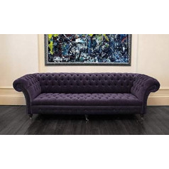 Jvmoebel Chesterfield Designer Sofa 4 Seater Couch Textile Upholstery Purple Classic Sofas