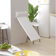 Meng Folding Table Wall Mounted Wall Table, Kitchen Dining Table Wall Folding Table Wooden Laptop Table Space Saving Desk White