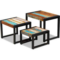 Tekeet Nice Tables Akzenttische, Beistelltische, dreiteilige Nisttische, massives Altholz