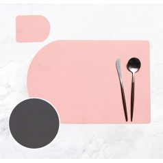 tischsets Tischsat waschbar Set Dual Side Geschirr Pad Placemat Leder Wärme Lnsulation wasserdichte rutschfeste Schüssel Unterhaltsküche (Color : Pink Darkgray Arched)