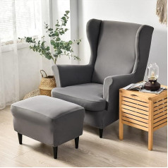 CHNSHOME Armchair Covers, Wingback Chair, Set of 2, Armchair Covers, Armchair Throws, Stretch Armchair Cover, Dark Grey