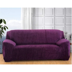 ‎Exquileg EXQUILEG Thick Elastic Sofa Cover 1/2/3/4 Seat Velvet Throw Sizes (Purple, 2 Seaters: 145-185cm)