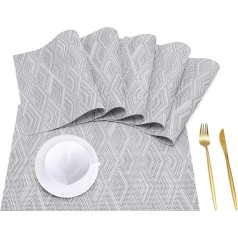 Wjylm Set of 6 Dining Table Placemats Washable Woven Vinyl Placemats Non Slip Heat Resistant Kitchen Placemats Easy to Clean