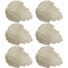 Wnduokxh 6 Pieces/Set Tear-Resistant Table Mat Set for Hotel Restaurant and Home Non-Slip PVC Dining Table Mat Dining Plate, Gold