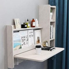 Household Wall Mounted Folding Table, Integrated Storage Shelf, Wall Mounted Storage Shelf for Bedroom, Optional Left and Right Installation, Rounded E Design