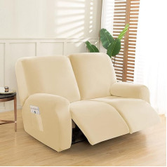 ‎Mingfuxin Mingfuxin Reclining Love Seat Slipcover, 6-Piece Velvet Stretch Loveseat Recliner Sofa Covers, Soft Plush 2-Seater Reclining Sofa Couch Slipcovers (Recliner Loveseat, Beige)