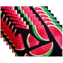 Tbouobt Fabric Placemats, Washable Placemats for Dining Table, Set of 6, Watermelon Fruit Cartoon Summer