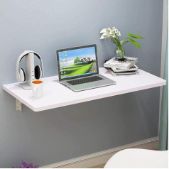 SLEEVE Klapptisch, Klappbarer Wandtisch, einfacher Massivholz-Klapptisch, Wandtisch, Esstisch, Computertisch, Arbeitszimmer, Schreibtisch, Wandtische, Schwarz-80 x 50 cm/31 x 20 Zoll (weiß)