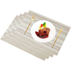 Generic Set mit 4 hitzebeständigen Tischsets, schmutzabweisende, rutschfeste, waschbare Vinyl-PVC-Tischsets für Küchen-Esstisch, leicht zu reinigen,A (B)