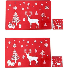 Yalych Set mit 2 Tischsets, Untersetzer, PVC, rutschfest, leicht zu reinigen, Bedruckt, Tischset, Weihnachtsfeier, Western-Essunterlage for Küchendekoration, Weihnachten Tischsets