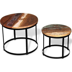 Ousee 2-Piece Coffee Table Set Reclaimed Wood Solid Round 40 cm / 50 cm