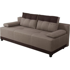 Bromarkt Romon Sofa Bed with Sleep Function and Bed Box, Sofa Bed, Couch Set, Couch, Sofa Set, Bed (H94 x D93 x W200 cm, Inari 23 Brown + Inari 27 Dark Brown)