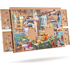 Tektalk Flannelette Coated Puzzle Board, Puzzle Board for Adults, Portable Puzzle Board with 4 Drawers, Puzzle Table, Puzzle Platform with Non-Slip Surface for up to 1,000 Pieces