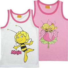 Biene Maja Girls' Vests Pack of 2, Pink/White (98/104)