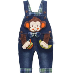 KIDSCOOL SPACE Baby Boys Girls Dungarees Toddler Denim 3D Monkey Dungarees