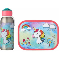 Mepal - Flip-Up Campus Thermal Lunch Set - Insulated Stainless Steel Water Bottle for Children - 9 Hours Hot & 12 Hours Cold - Bento Lunch Box with Insert & Fork - BPA-Free - Unicorn