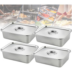 4 Pack Hotel Pans Half Size with Lids 2.5 Inch Deep 1/2 Size Stainless Steel Steam Table Pan Buffet Catering Food Pan Warmer Breading Bowl Dough Pans for Hotel Party Catering