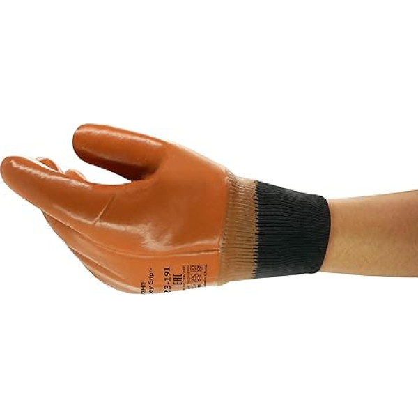 Ansell Winter Monkey Grip 23-191 Arbeitshandschuhe, Öl- und Fettabweisende PVC-Beschichtung, Komfort und Kälteschutz, Mechanikschutz-Handschuh, Industrie PSA, Größe XL (12 Paar)